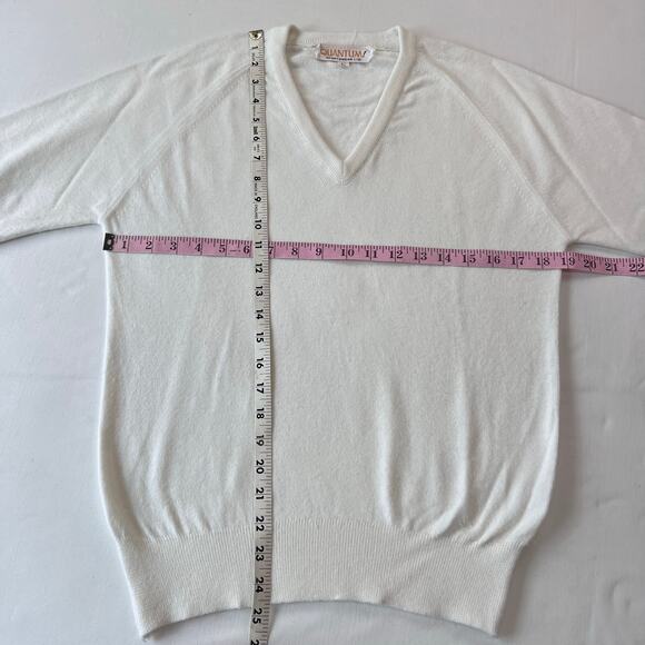 Quantum Sportswear Vintage white acrylic men’s sweater size large V-Neck - Picture 5 of 6